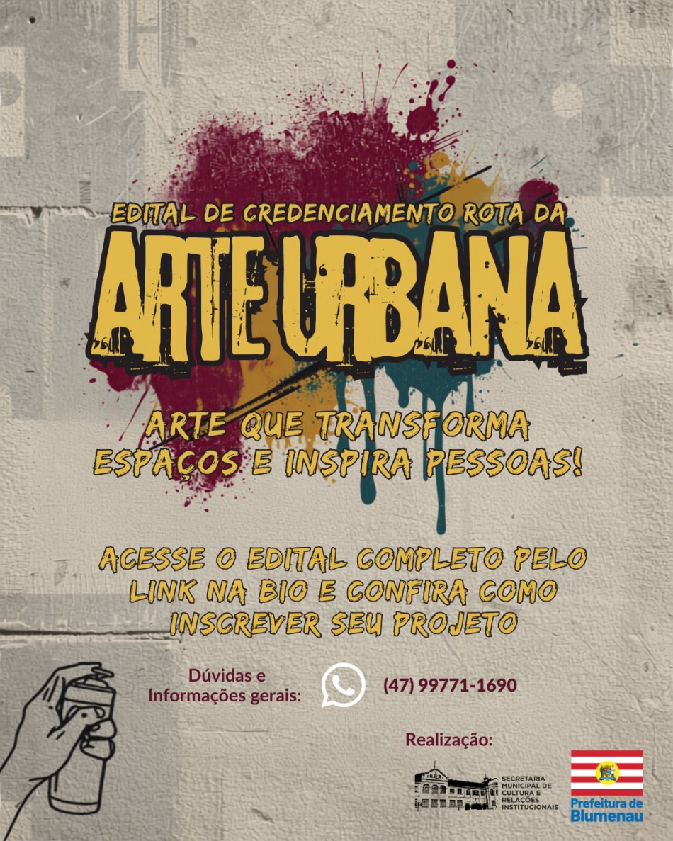 Prefeitura de Blumenau abre credenciamento da Rota da Arte Urbana para três pontos da cidade