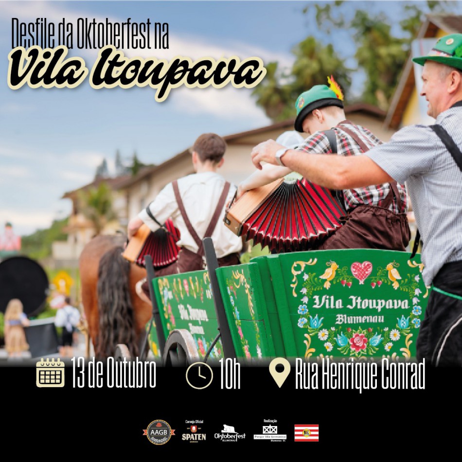 Desfile da Oktoberfest na Vila Itoupava é neste domingo, dia 13