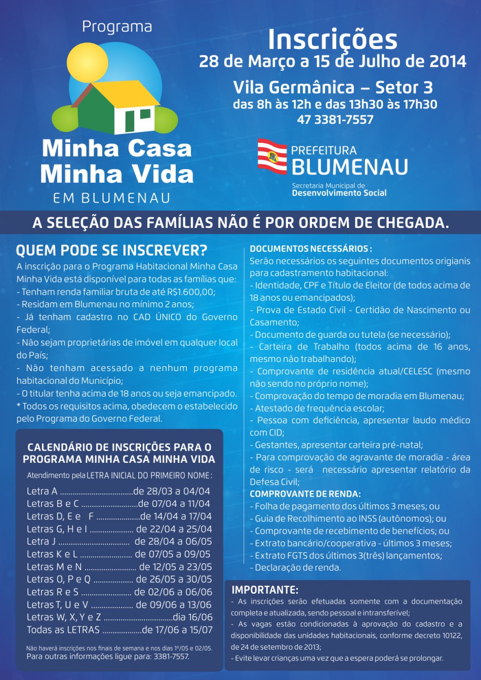 Inscrições do Minha Casa Minha Vida começam na próxima semana
