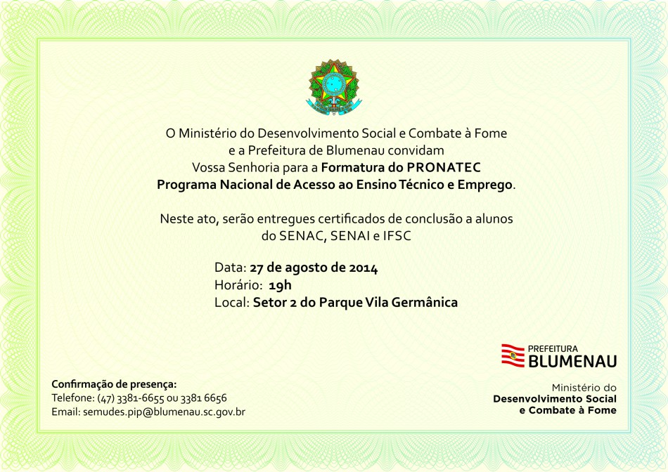 Solenidade marca formatura de alunos do Pronatec 