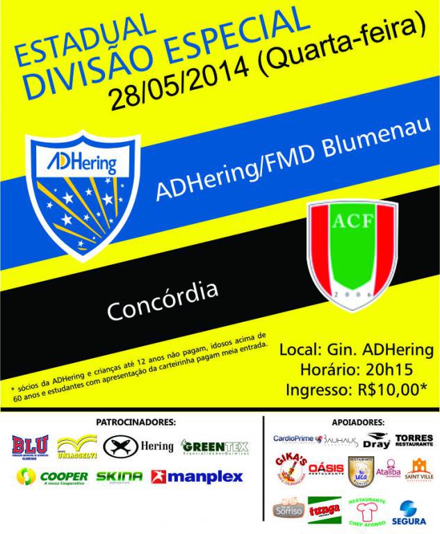 ADHering enfrenta Concórdia Futsal hoje à noite