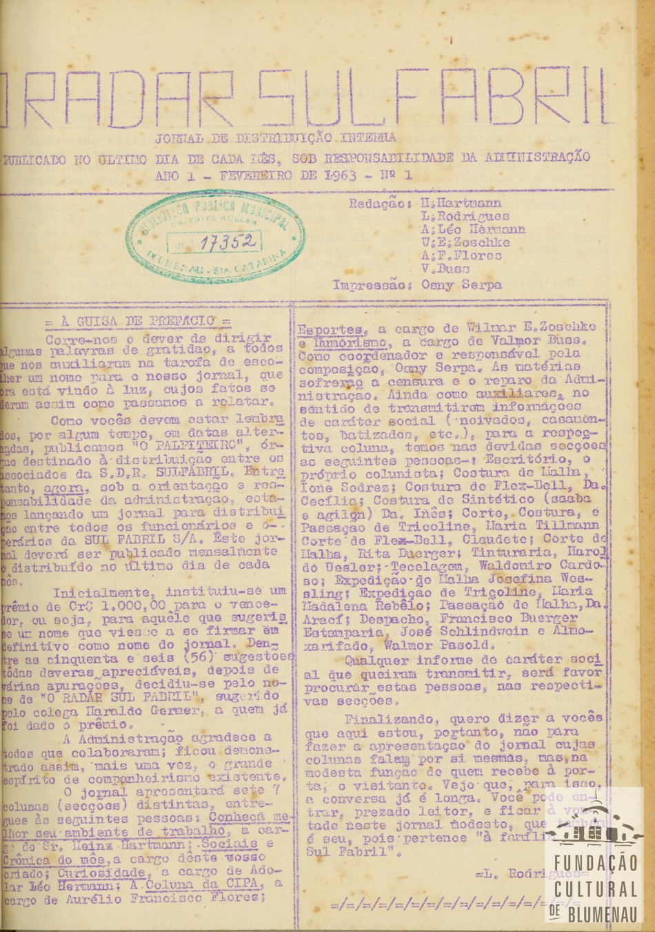 Memória Digital: O Radar Sulfabril