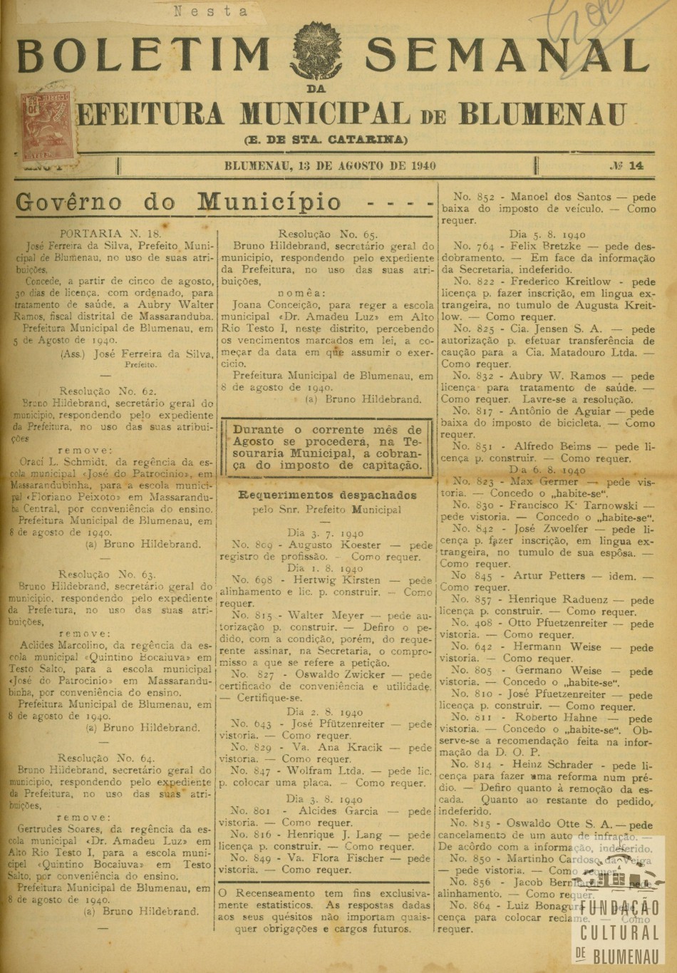 Memória Digital: boletim semanal da prefeitura