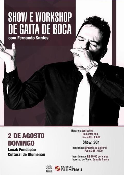 Fernando Santos faz show e workshop em Blumenau