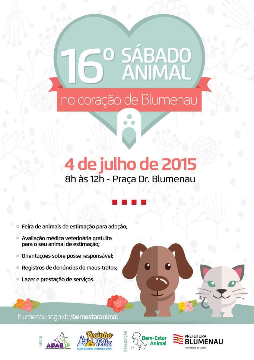 Neste fim de semana tem Sábado Animal no coração de Blumenau