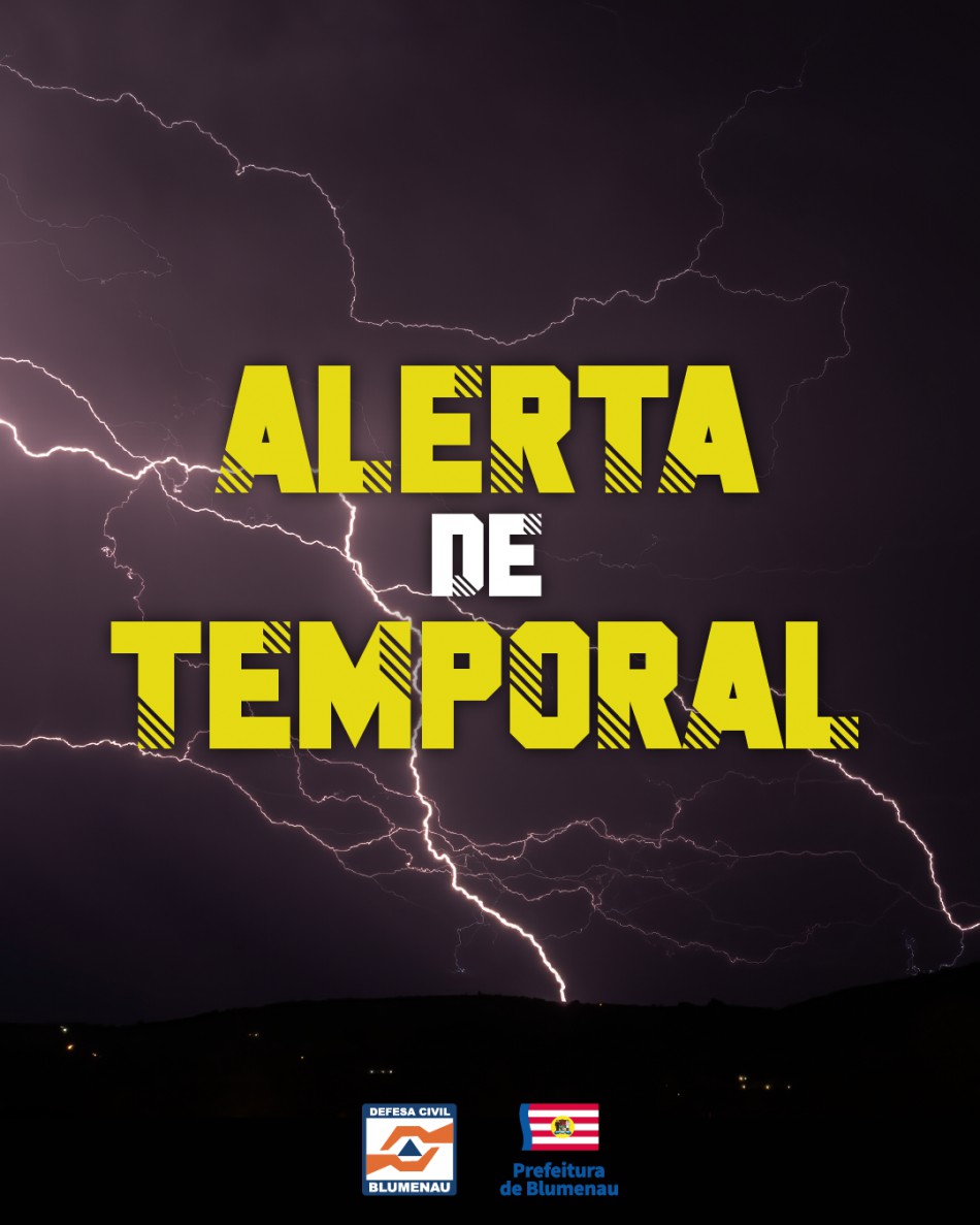 Sábado (14) pode ter chuvas intensas e temporais isolados em Blumenau