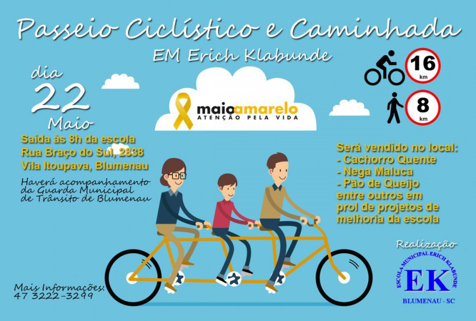 Escola Pública de Trânsito participa de passeio ciclístico e caminhada da EM Erich Klabunde