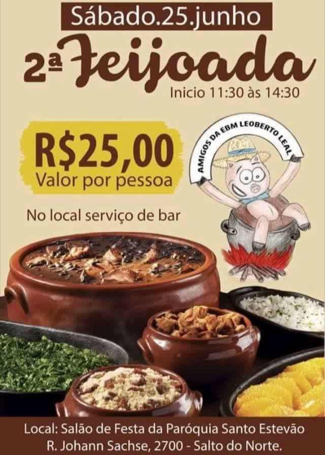 Sábado é dia da 2ª Feijoada da EBM Leoberto Leal