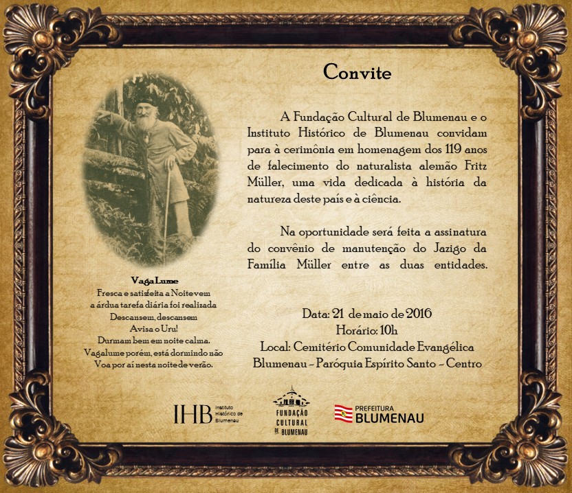 Fritz Müller recebe homenagens neste sábado