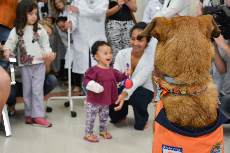 Mascote Mayla encanta pacientes da ala infantil do Hospital Santo Antônio