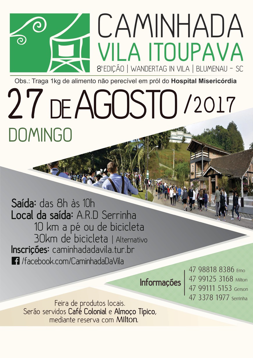 Inscrições abertas para a 8ª Caminhada Vila Itoupava