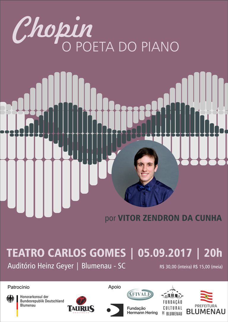 Ingressos para o recital do pianista Vitor Zendron já estão à venda