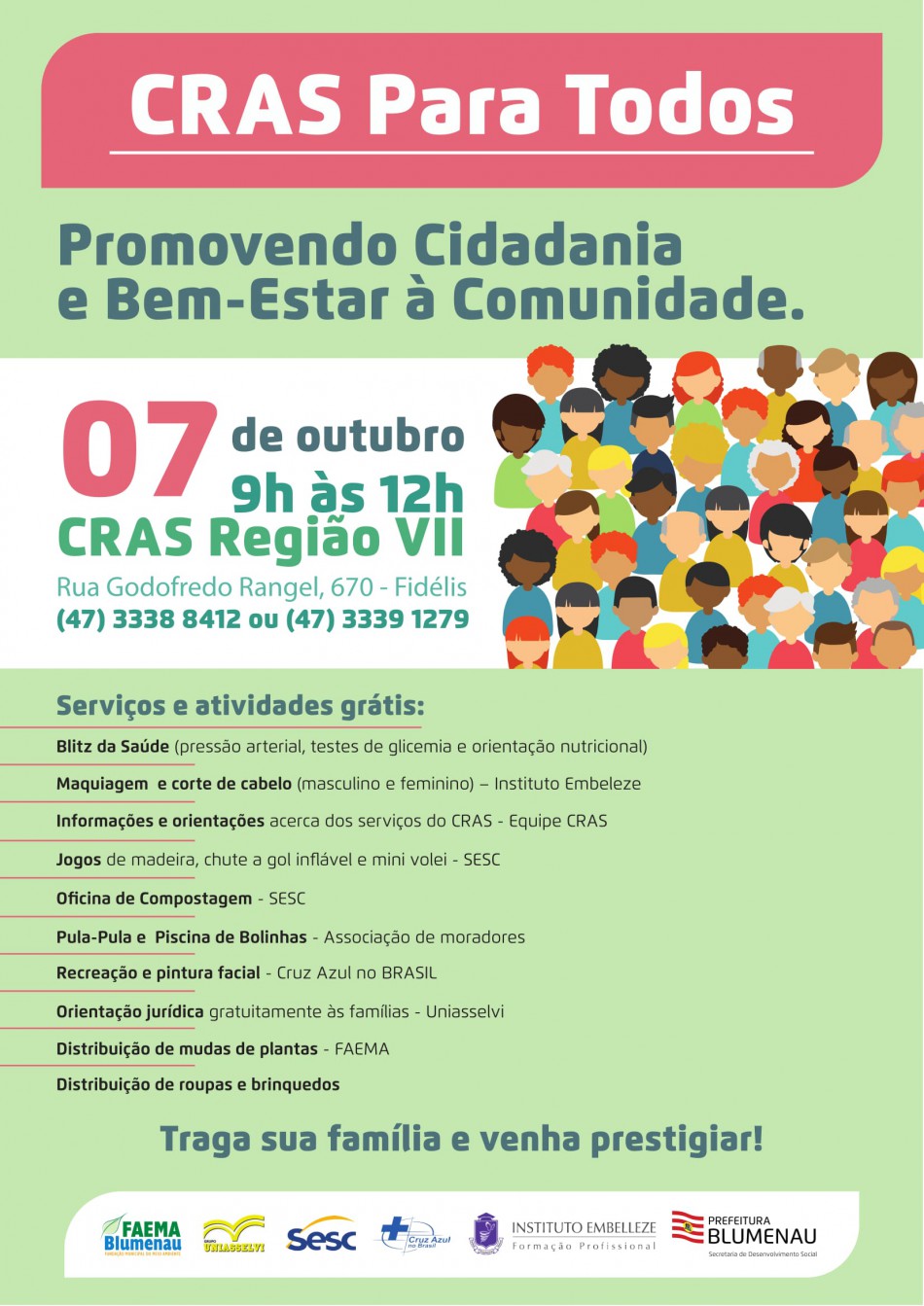 Cras do Fidélis oferecerá serviços gratuitos neste sábado