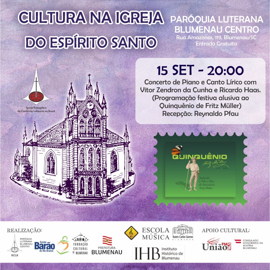 Cultura na Igreja do Espírito Santo terá recital com tenor e pianista 