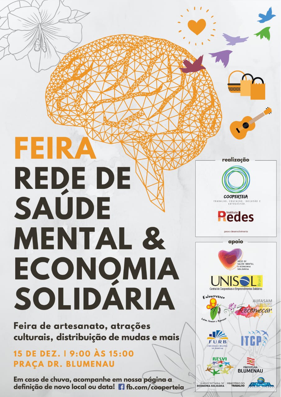 1ª Feira de Saúde Mental e Economia Solidária ocorre neste sábado, dia 15