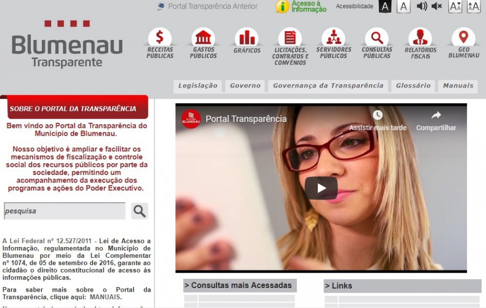 CGU acata recurso e Blumenau tem nota elevada em ranking de transparência