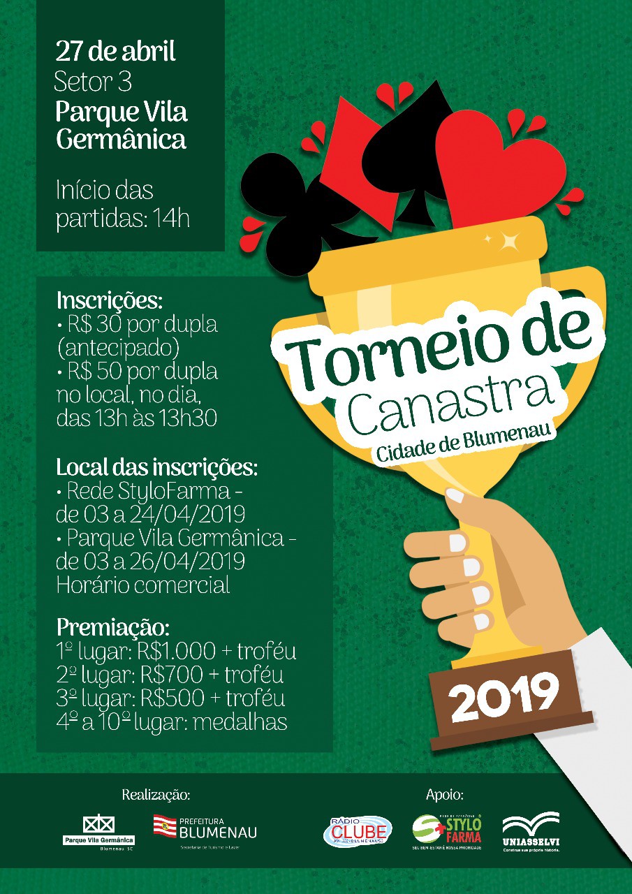Torneio de Canastra Cidade de Blumenau ocorre neste sábado