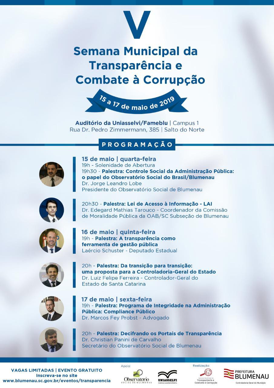 Abertura da Semana da Transparência ocorre nesta quarta-feira