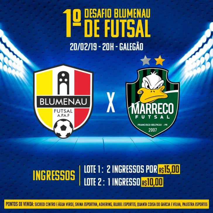 Blumenau Futsal/FMD faz jogo amistoso em casa nesta quarta-feira