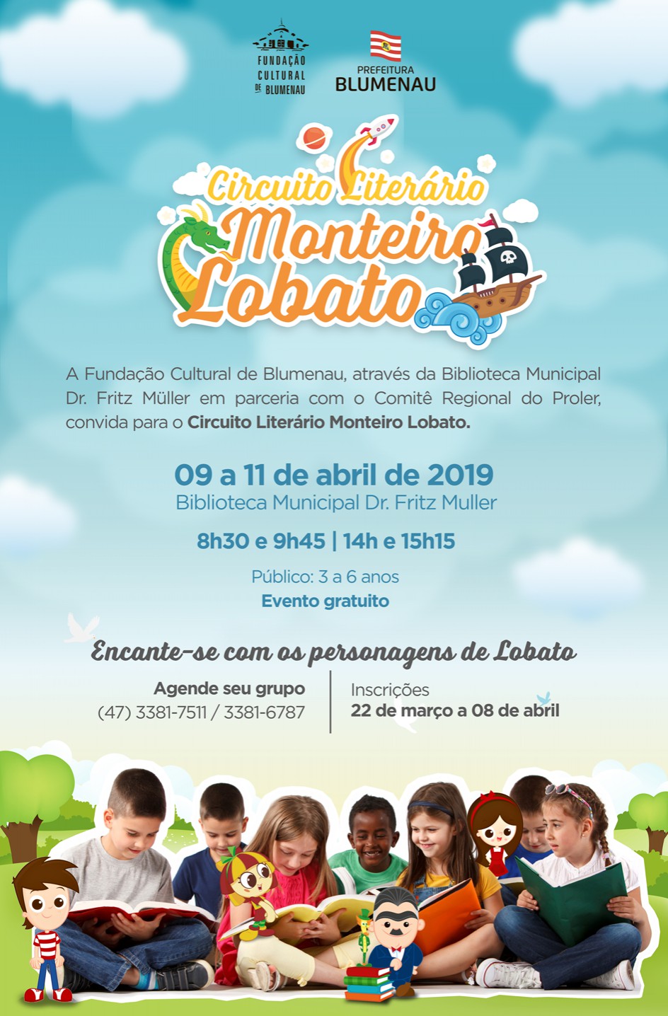 Circuito Literário Monteiro Lobato terá exposição e contação de histórias
