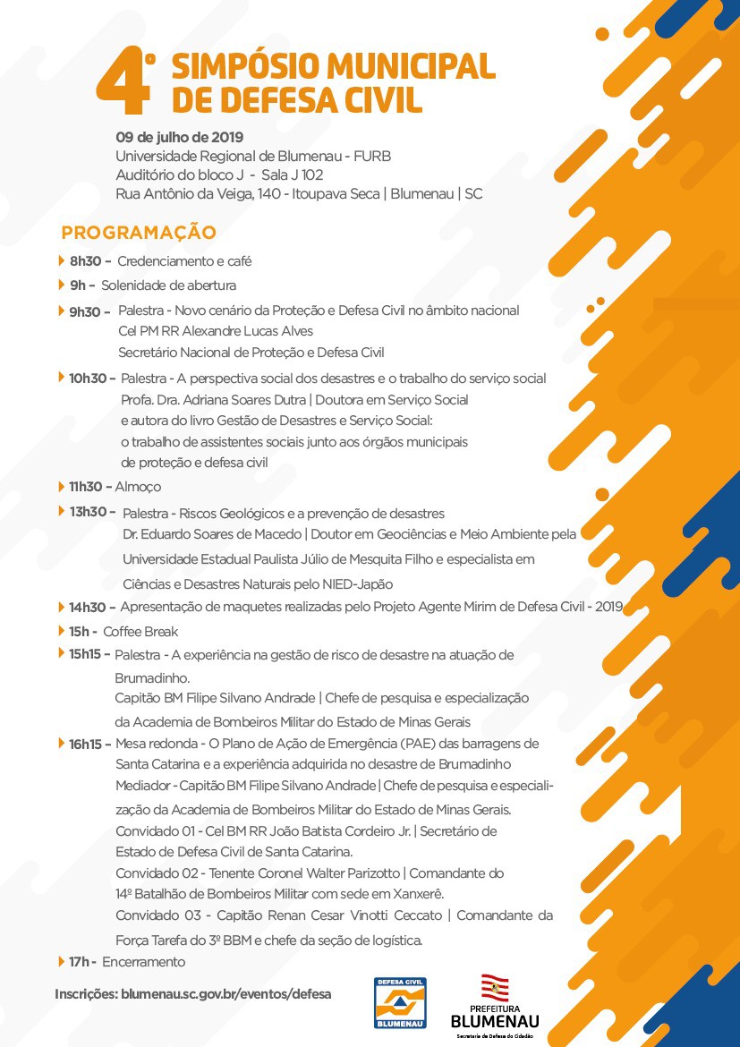 Prefeitura abre inscrições para o Simpósio Municipal de Defesa Civil 2019