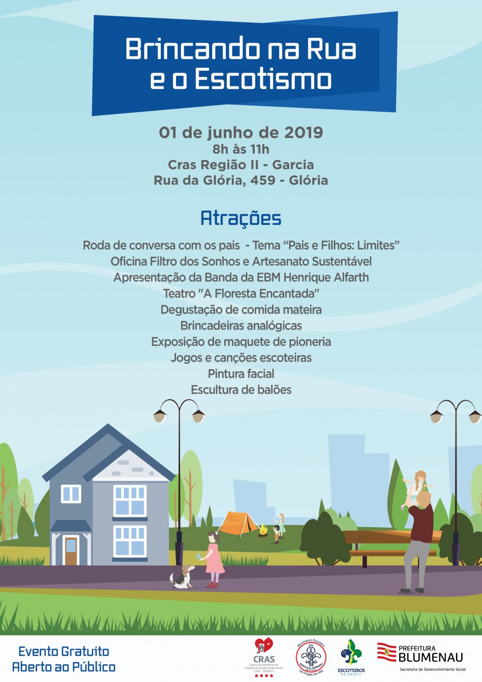 Sábado tem Ação Comunitária Brincando na Rua e o Escotismo no bairro Da Glória
