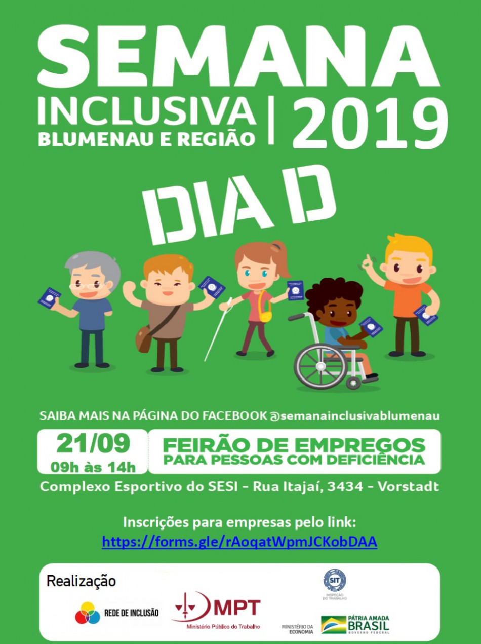 Neste sábado tem Feirão de Empregos para Pessoas com Deficiência e Reabilitados do INSS