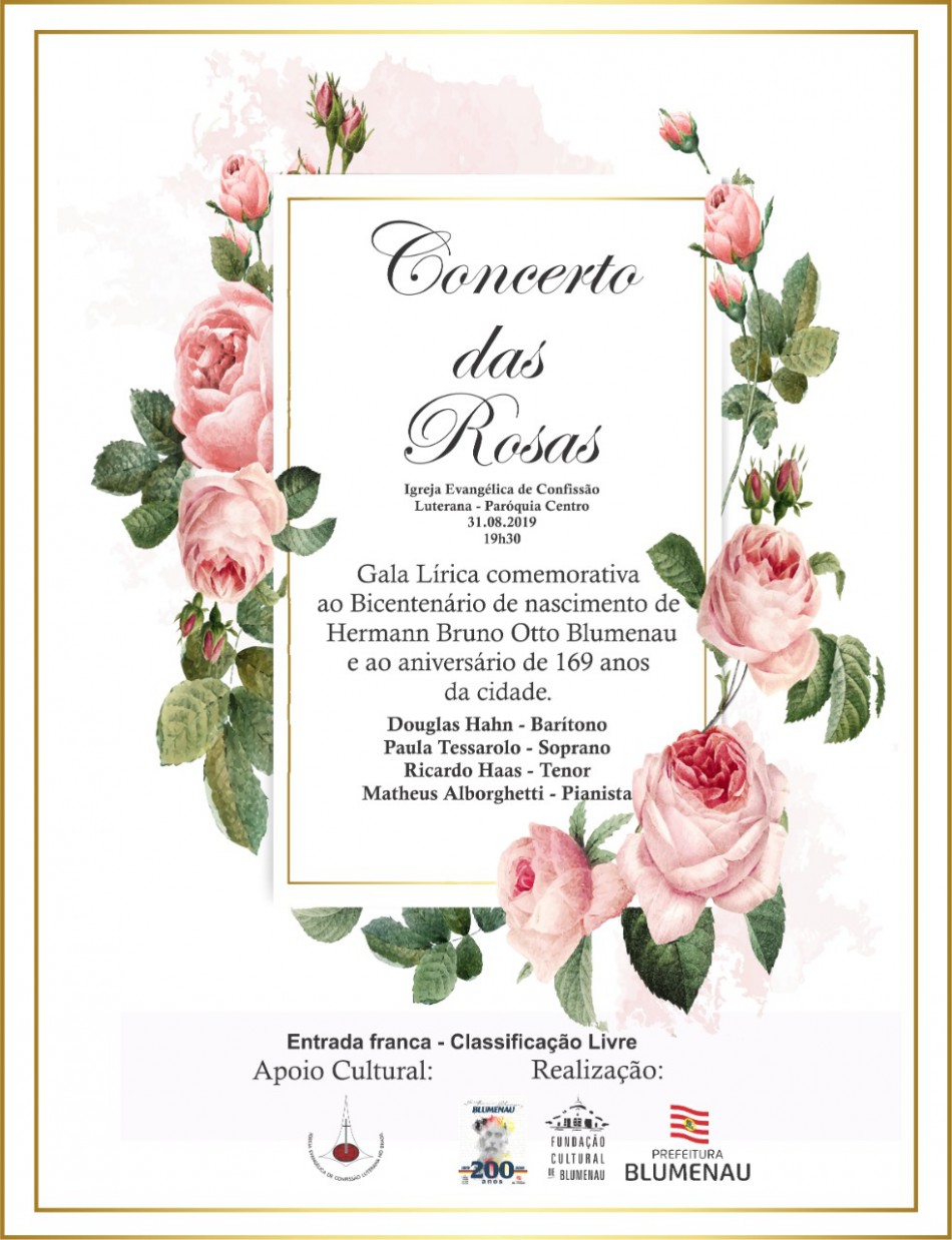 Concerto das Rosas homenageia os 169 anos de Blumenau