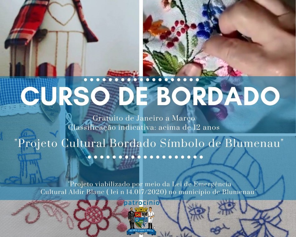 Curso gratuito de bordado recebe inscrições