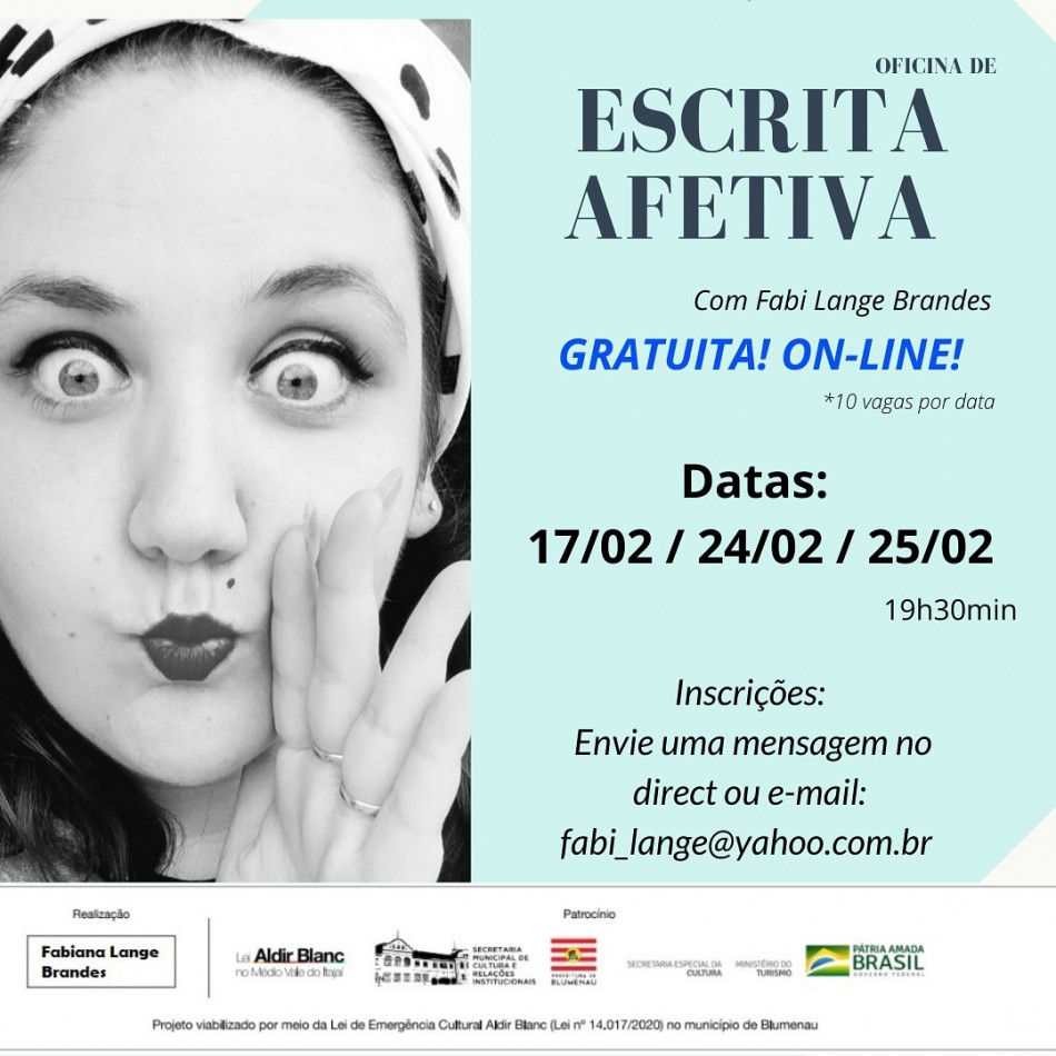 Oficina de Escrita Afetiva recebe inscrições