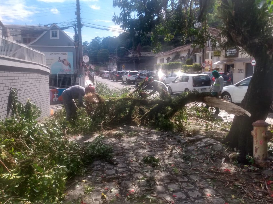 Temporal no domingo causa estragos em Blumenau