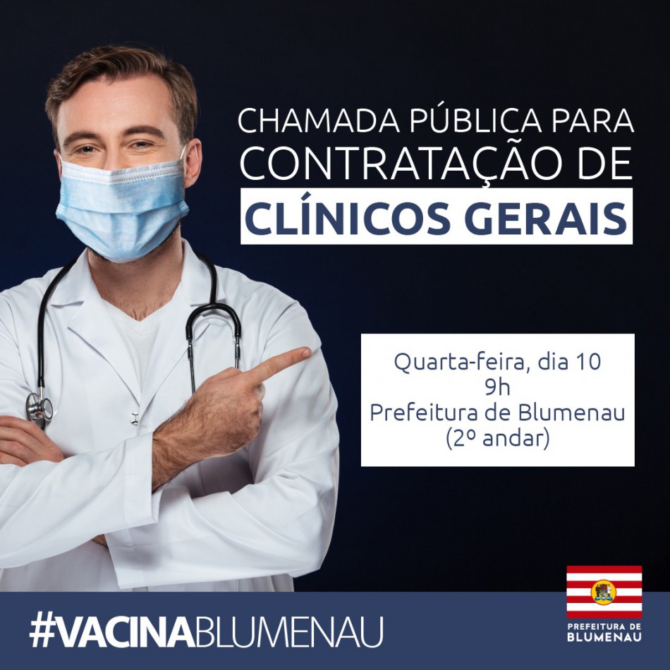 Prefeitura de Blumenau abre chamada pública para contratação de clínicos gerais