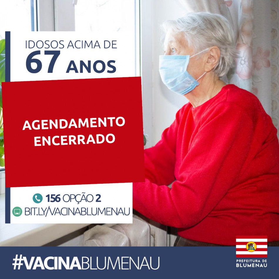 Agendamento da vacinação contra Covid-19 para idosos com 67 anos ou mais encerra após 2,5 mil vagas serem preenchidas