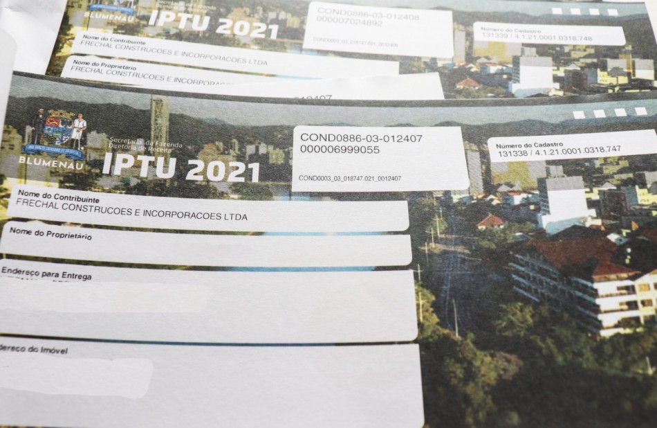 Carnês do IPTU 2021 começam a ser distribuídos no dia 11
