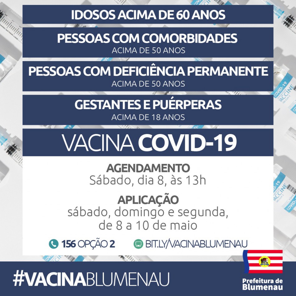 Blumenau abre novo agendamento da vacina contra o Coronavírus
