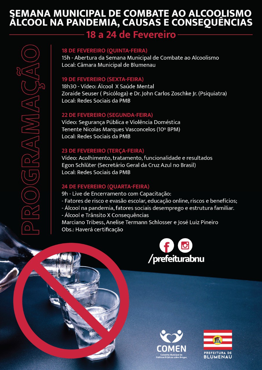 Semudes promove semana de conscientização ao Alcoolismo