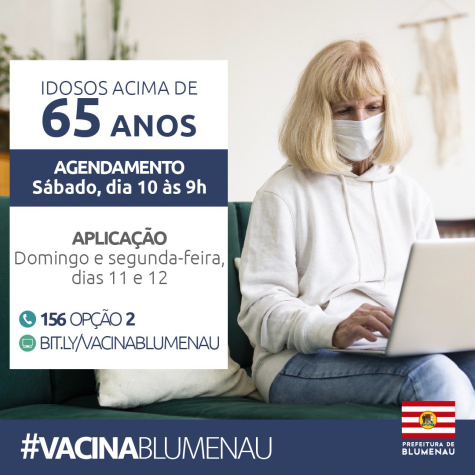 Prefeitura abrirá agendamento para vacinação contra Covid-19 em idosos acima dos 65 anos neste sábado
