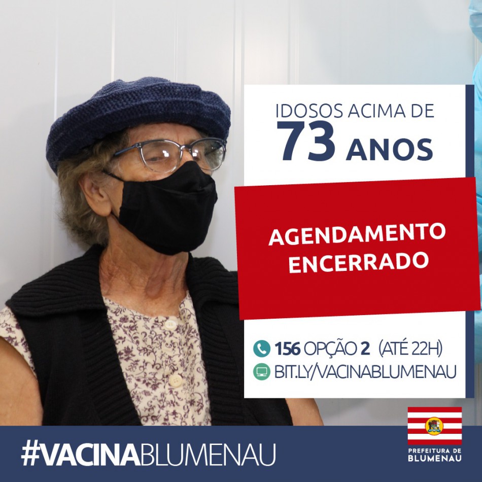 Agendamento da vacinação contra Covid-19 para idosos com 73 anos ou mais encerra após 1 mil vagas serem preenchidas