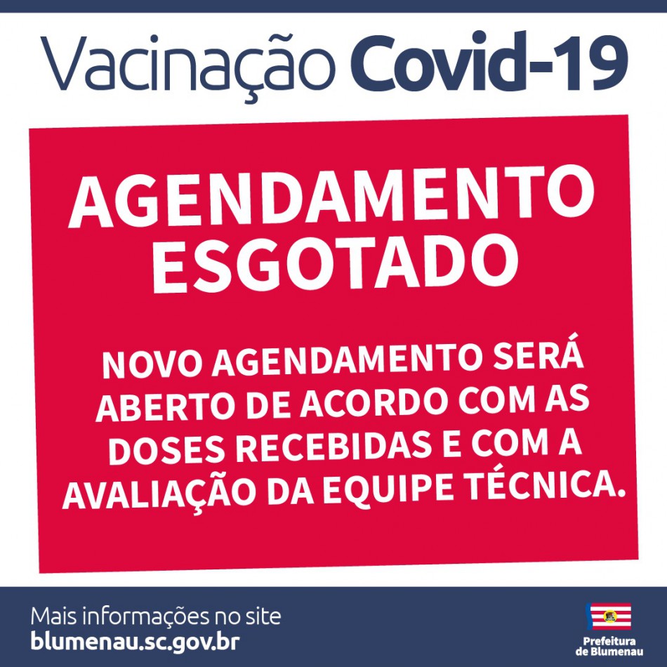 Agenda de vacinação contra a Covid-19 para segunda-feira, dia 19, tem vagas preenchidas em Blumenau