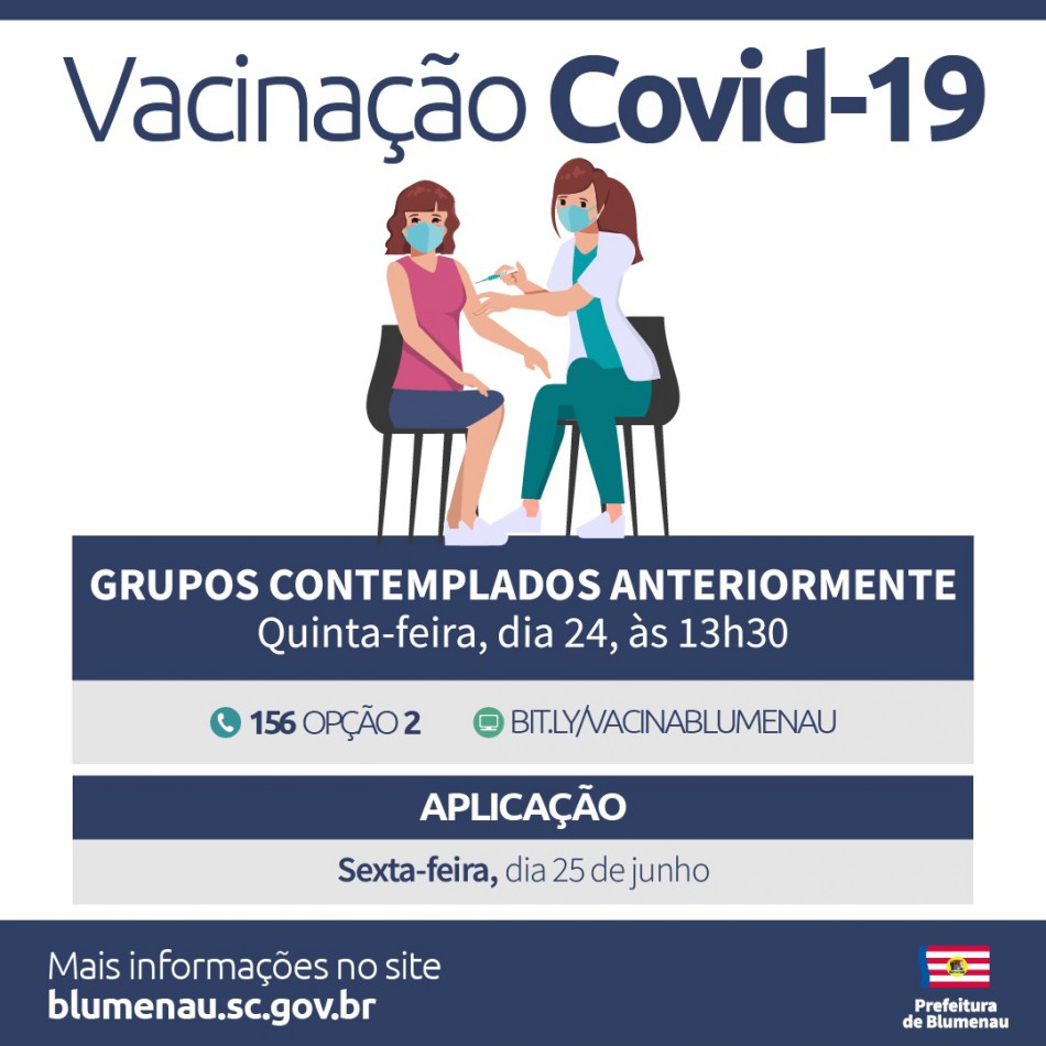 Blumenau reabre agenda de vacinação contra a Covid-19 para pessoas acima dos 48 anos