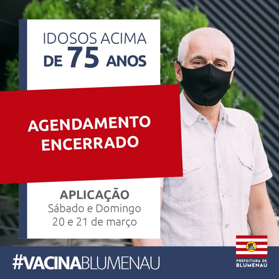 Agendamento da vacinação contra Covid-19 para idosos com 75 anos ou mais encerra após 2,2 mil vagas serem preenchidas