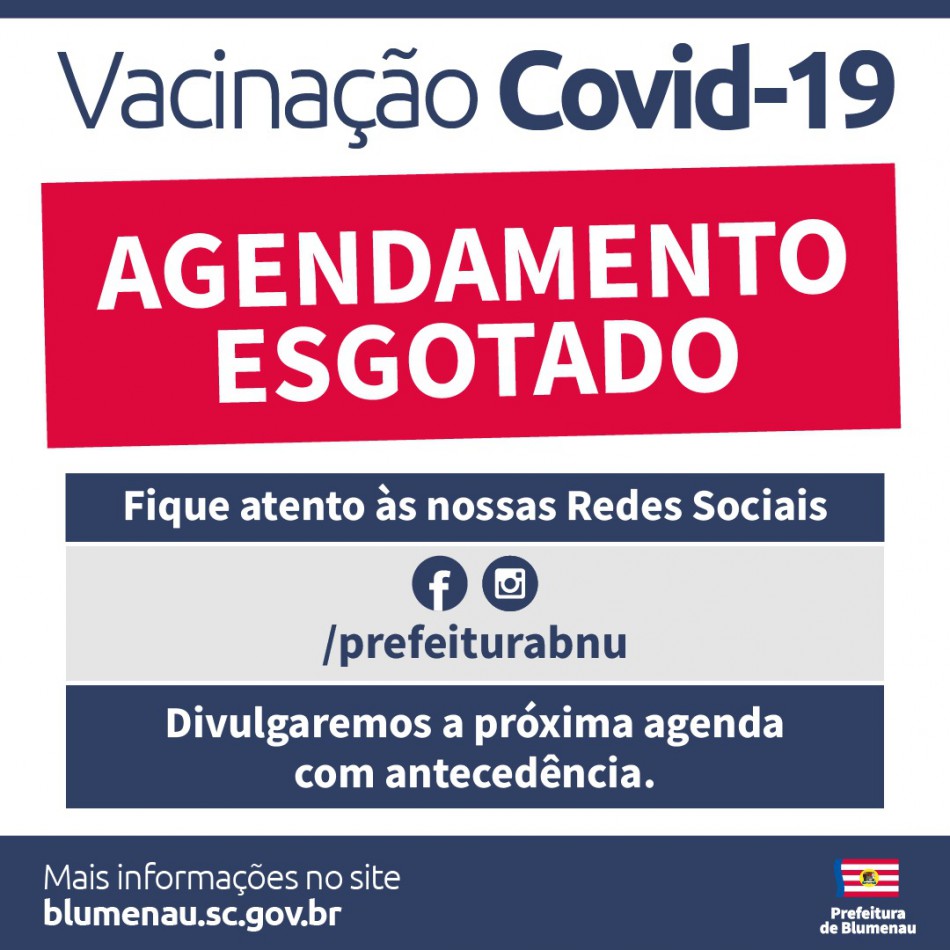 Vagas de vacinação contra a Covid-19 para quinta-feira, dia 1º, são preenchidas em Blumenau