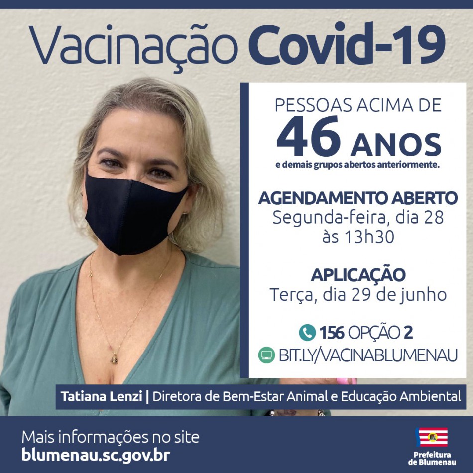 Agenda de vacinação contra a Covid-19 reabre para pessoas acima dos 46 anos