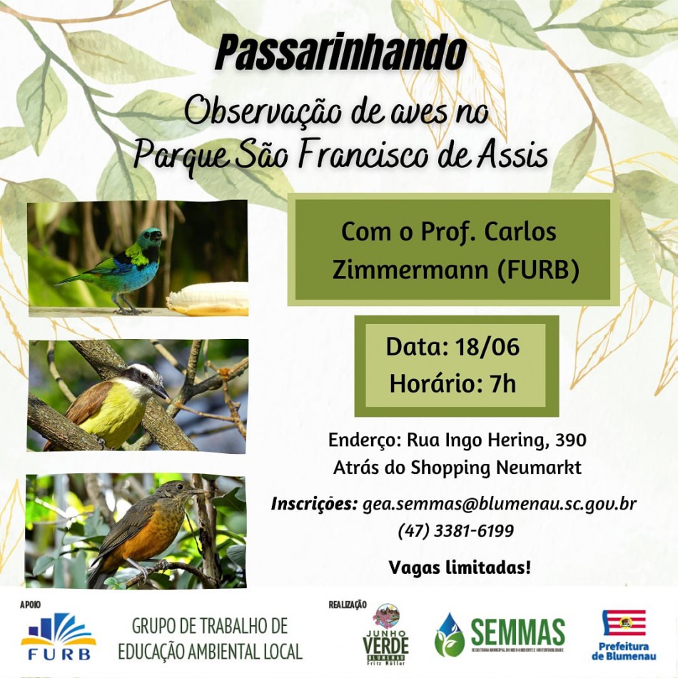 Semmas promove observação de aves no Parque São Francisco nesta sexta, dia 18
