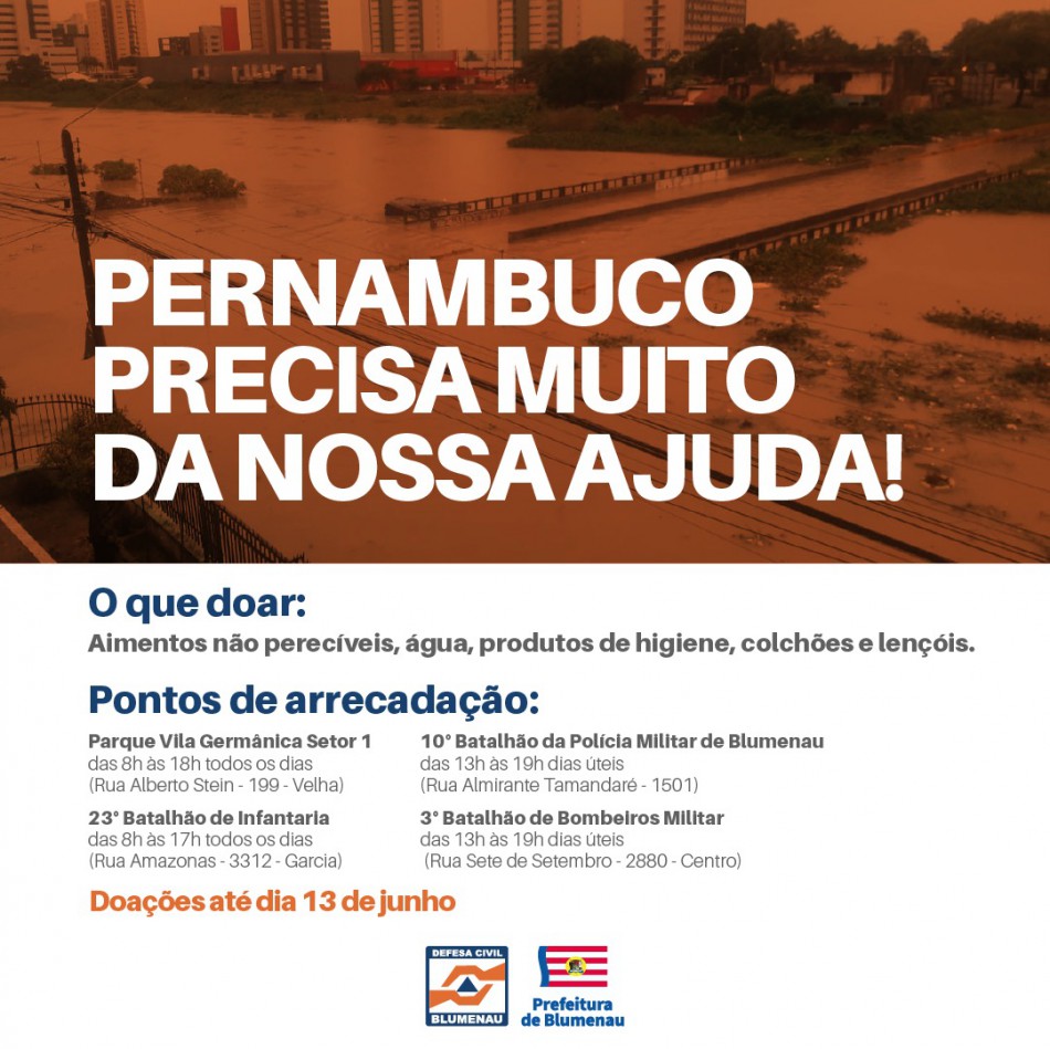 Arrecadação de donativos rumo a Pernambuco segue até a próxima segunda-feira, 13