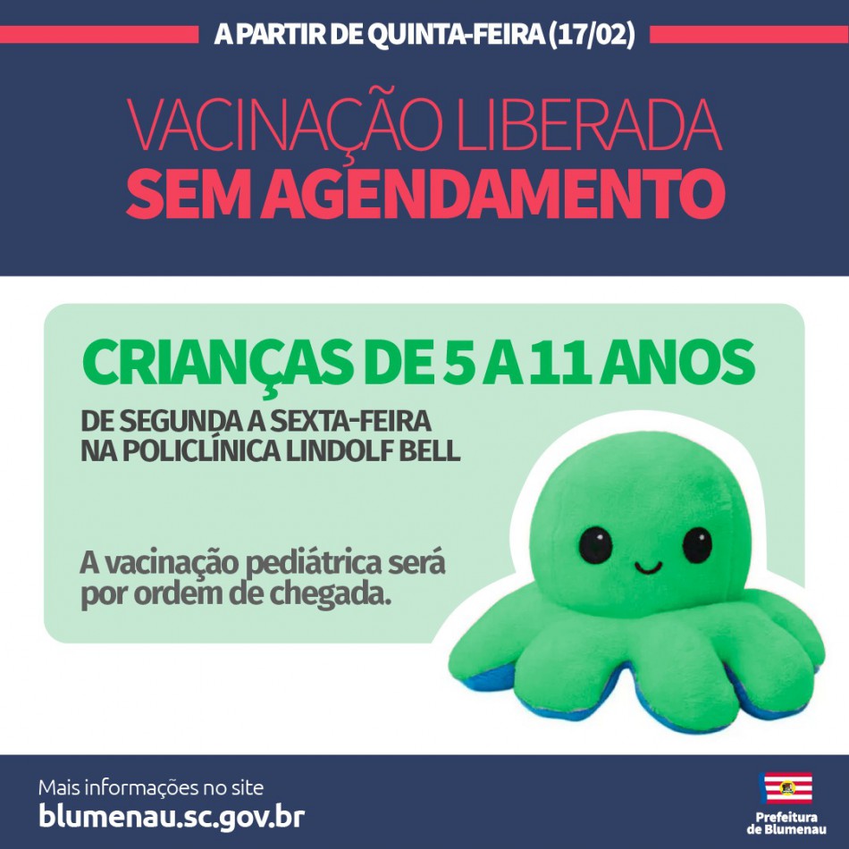 Covid-19: Vacinação infantil passa a ocorrer sem necessidade de agendamento em Blumenau