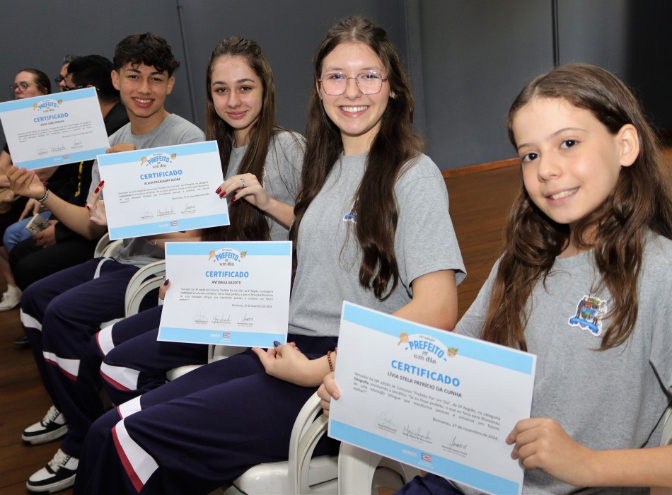 Prefeitura de Blumenau divulga resultado do concurso Prefeito por Um Dia