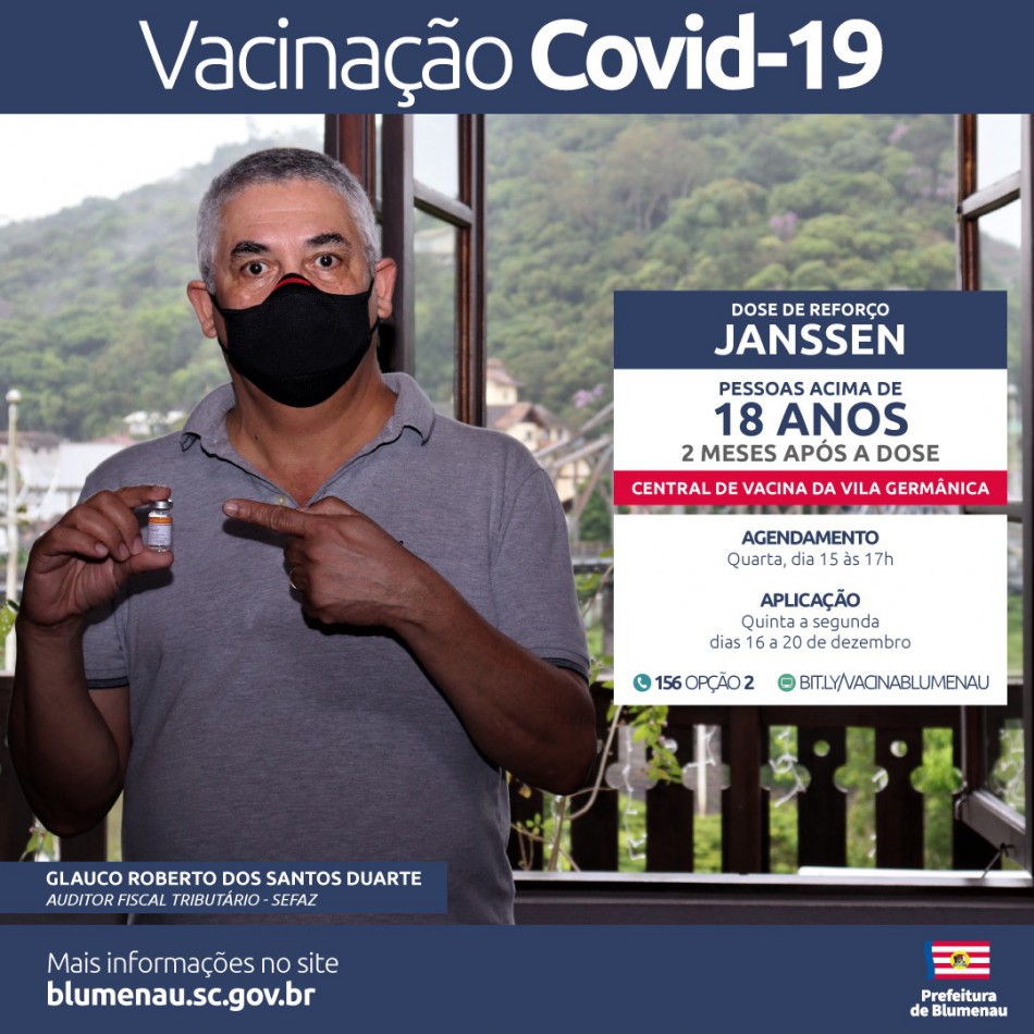 Prefeitura de Blumenau disponibiliza agendamento da dose de reforço da Janssen