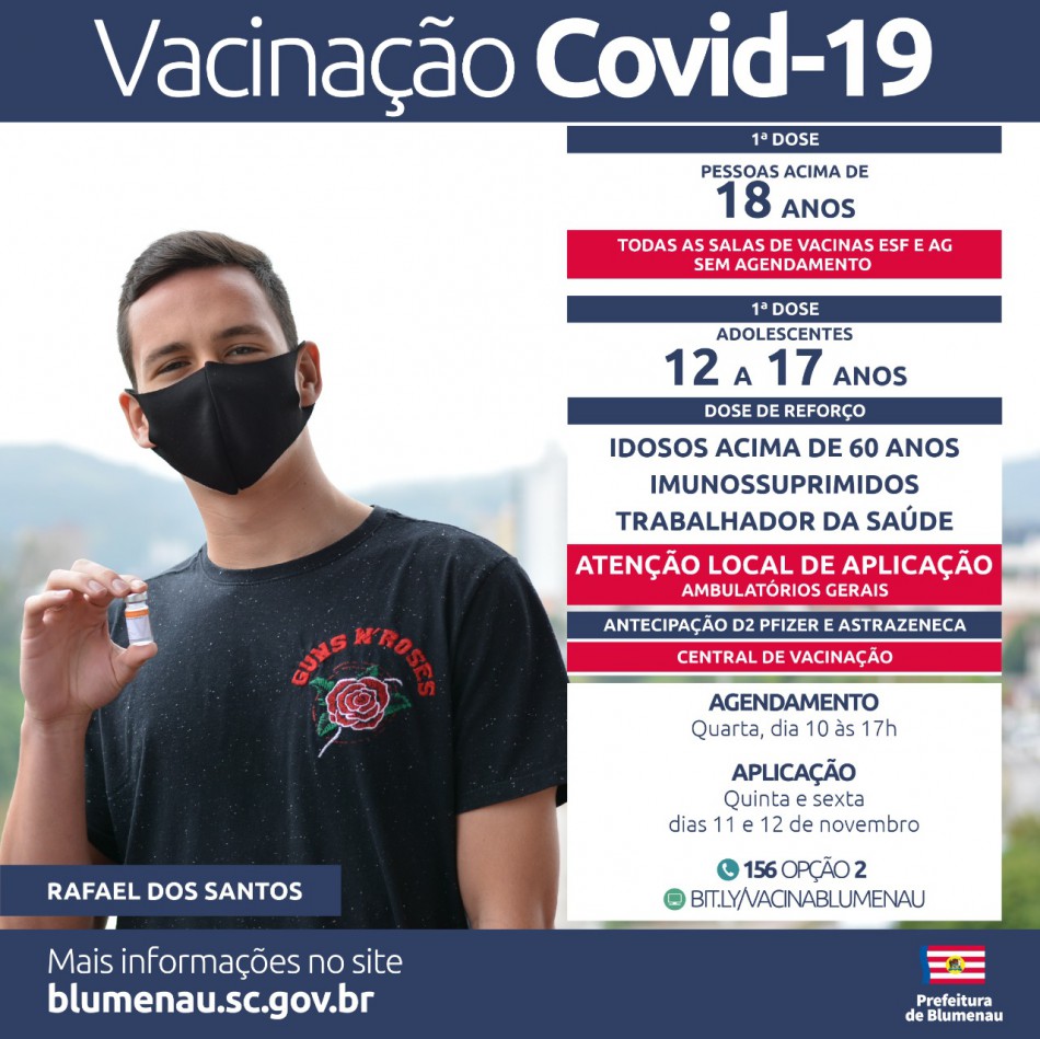 Blumenau reabre agendamento da vacina contra a Covid-19 para vários grupos
