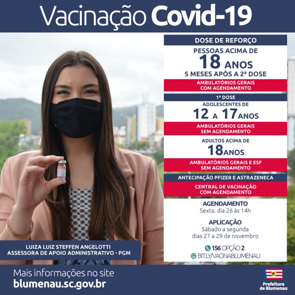 Blumenau reabre agendamento da vacina contra a Covid-19 e disponibiliza vagas sem agendamento para grupos específicos